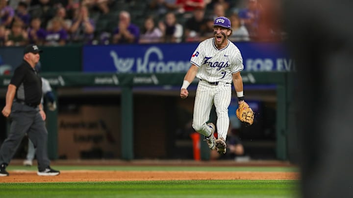 TCU infielder Cole Cramer celebrates during the Big 12 Championship Game. The Frogs play in the Corvallis Regional, and they are a unanimous pick of our staff to win it TCU infielder Cole Cramer celebrates during the Big 12 Championship Game. The Frogs play in the Corvallis Regional, and they are a unanimous pick of our staff to win it