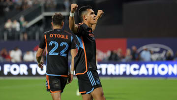 Jul 3, 2024; Queens, New York, USA; New York City FC forward Alonso Martínez (16) celebrates his goal against CF Montreal during the second half at Citi Field. Mandatory Credit: Brad Penner-USA TODAY Sports