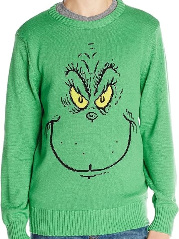 Best ugly Christmas sweaters: Dr. Seuss Grinch Face Ugly Christmas Sweater