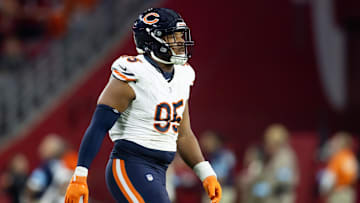 Nov 3, 2024; Glendale, Arizona, USA; Chicago Bears defensive end DeMarcus Walker (95) against the Arizona Cardinals at State Farm Stadium. Mandatory Credit: Mark J. Rebilas-Imagn Images