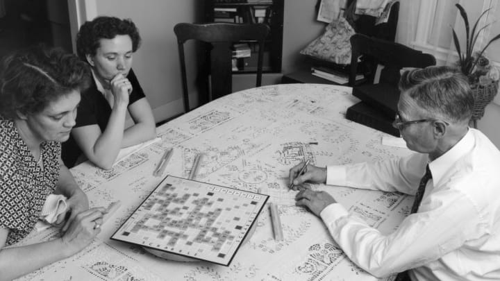 A Chicago-area family plays Scrabble, ca. 1952