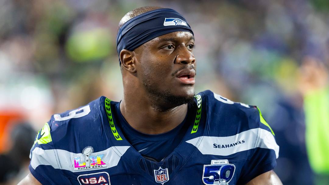 Feb 8, 2026; Santa Clara, CA, USA; Seattle Seahawks running back Kenneth Walker III (9) against the New England Patriots during Super Bowl LX at Levi's Stadium. Mandatory Credit: Mark J. Rebilas-Imagn Images