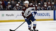 Oct 25, 2025; Boston, Massachusetts, USA; Colorado Avalanche center Martin Necas (88) during the first period against the Boston Bruins at TD Garden. Mandatory Credit: Winslow Townson-Imagn Images