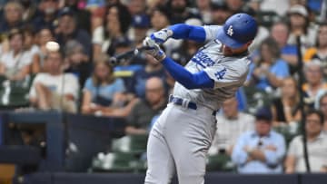 Freddie Freeman hits the baseball