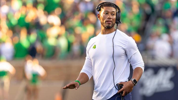 Notre Dame head football coach Marcus Freeman