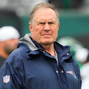 New England Patriots head coach Bill Belichick on the sidelines in 2023.
