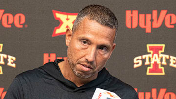 Iowa State football head coach Matt Campbell speaks during Iowa State football media day at Stark Performance Center on July 25, 2025, in Ames.