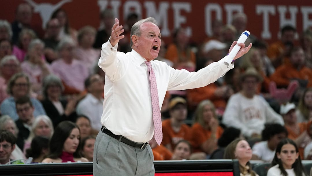 Texas Longhorns head coach Vic Schaefer reacts during the second half against the Kentucky Wildcats at Moody Center. 