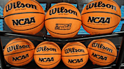 NCAA March Madness and Wilson Logos on a basketball 