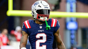 Sep 10, 2023; Foxborough, Massachusetts, USA; New England Patriots cornerback Jalen Mills (2) prepares for a game against the Philadelphia Eagles during the warm-up period at Gillette Stadium. Mandatory Credit: Eric Canha-USA TODAY Sports