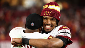 Washington Commanders quarterback Jayden Daniels and wide receiver Terry McLaurin
