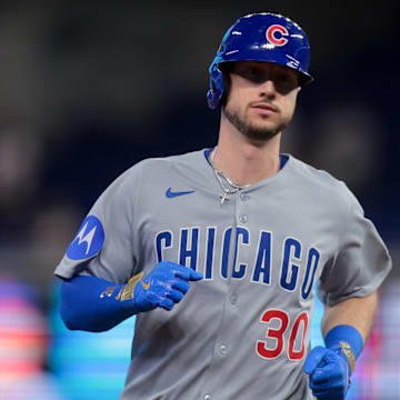 Chicago Cubs right fielder Kyle Tucker (30) circles the bases after hitting a solo home run against the Miami Marlins during the first inning at loanDepot Park on May 20.