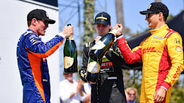Scott Dixon, Chip Ganassi Racing, Colton Herta, Andretti Global, Alex Palou, Chip Ganassi Racing, IndyCar