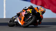 Apr 13, 2024; Austin, TX, USA; Brad Binder (33) of South Africa and Red Bull KTM Factory Racing rides during practice for the MotoGP Grand Prix of the Americas at Circuit of The Americas. Mandatory Credit: Jerome Miron-USA TODAY Sports