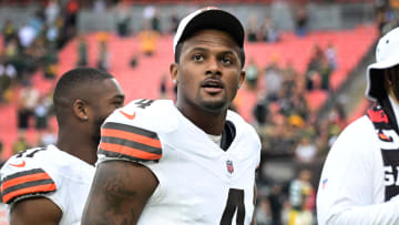 Aug 10, 2024; Cleveland, Ohio, USA; Cleveland Browns quarterback Deshaun Watson (4) after the game against the Green Bay Packers at Cleveland Browns Stadium. Mandatory Credit: Ken Blaze-USA TODAY Sports