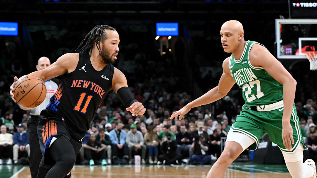 Dec 2, 2025; Boston, Massachusetts, USA; New York Knicks guard Jalen Brunson (11) drives to the basket against Boston Celtics guard Jordan Walsh (27) during the first half at the TD Garden. Mandatory Credit: Brian Fluharty-Imagn Images Dec 2, 2025; Boston, Massachusetts, USA; New York Knicks guard Jalen Brunson (11) drives to the basket against Boston Celtics guard Jordan Walsh (27) during the first half at the TD Garden. Mandatory Credit: Brian Fluharty-Imagn Images