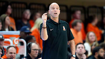 Oklahoma State coach Steve Lutz during a men's BIG 12 basketball game between the Oklahoma State University Cowboys (OSU) and the Kansas State Wildcats at Gallagher-Iba Arena in Stillwater, Okla., Tuesday, Jan. 7, 2025. Oklahoma State won 79-66,