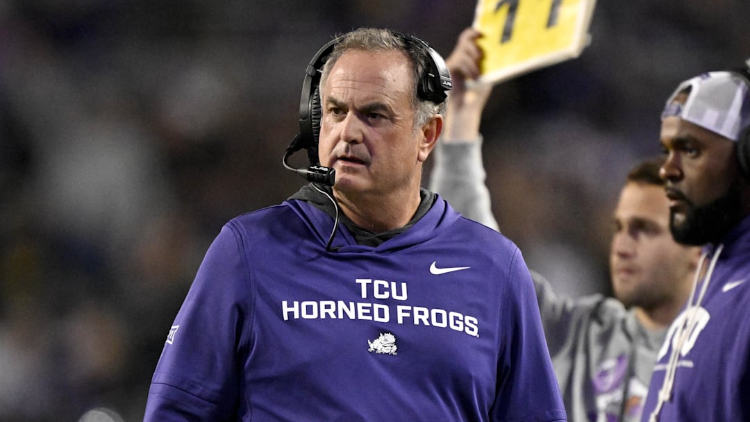 TCU Horned Frogs head coach Sonny Dykes looks on during the first half against the Cincinnati Bearcats at Amon G. Carter Stadium.