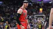 Mar 6, 2024; Salt Lake City, Utah, USA; Chicago Bulls guard Alex Caruso (6) reacts to a play against the Utah Jazz during the fourth quarter at Delta Center. Mandatory Credit: Rob Gray-USA TODAY Sports