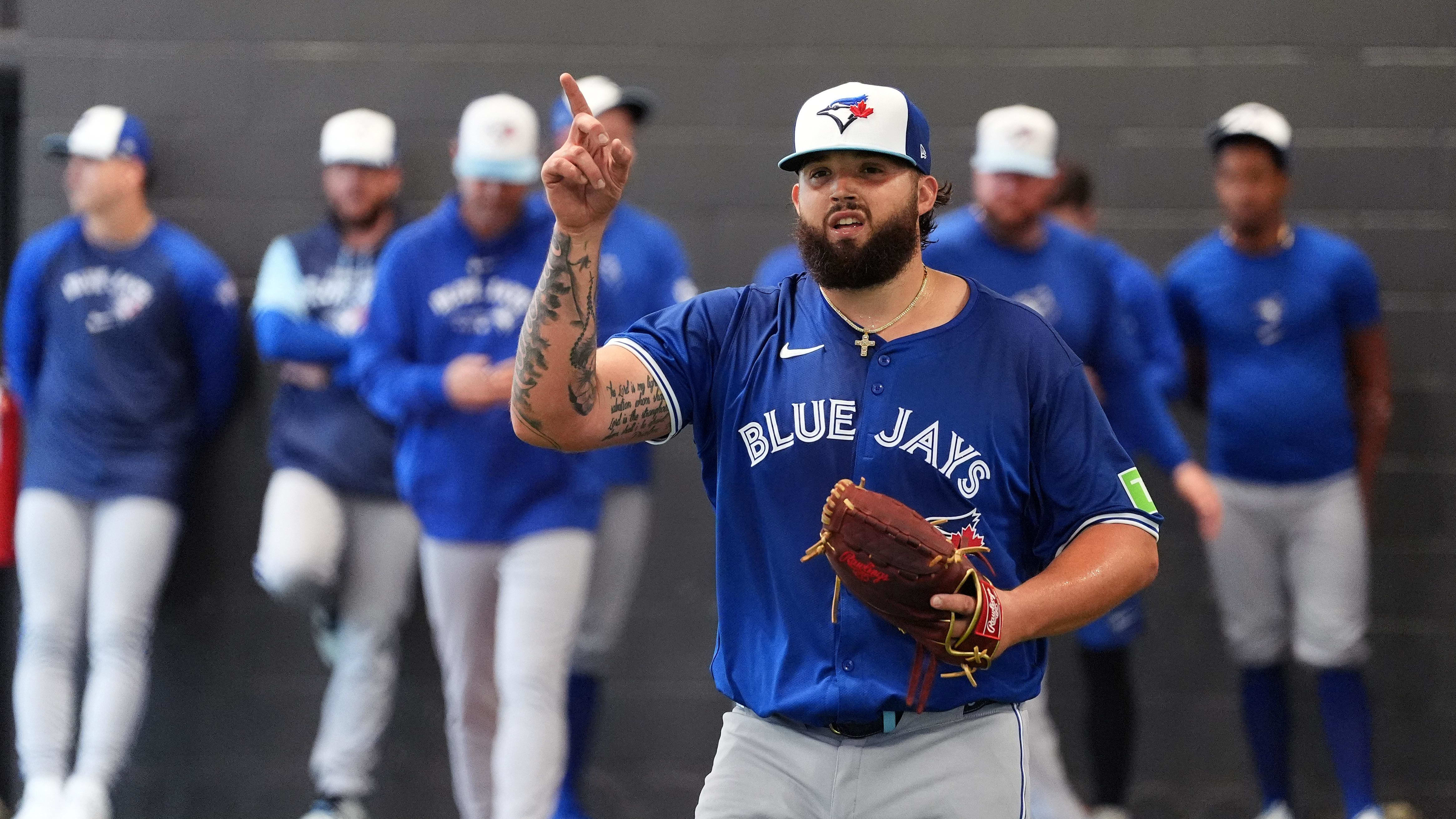 Feb 18, 2024; Dunedin, FL, USA; Toronto Blue Jays pitcher Alek Manoah (6) during Spring Training.