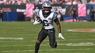 Carolina Panthers running back Miles Sanders (6)