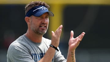 Dallas Cowboys head coach Brian Schottenheimer during training camp at the River Ridge Fields.