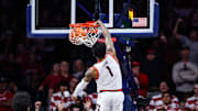 Arizona Wildcats guard Caleb Love (1) brought the McKale Center crowd to its feet with a huge dunk vs. Iowa State.