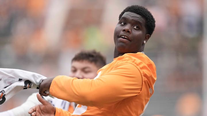 Tennessee offensive lineman David Sanders Jr. (70) on the sidelines during a college football game between Tennessee and ETSU at Neyland Stadium in Knoxville, Tennessee, on September 6, 2025.