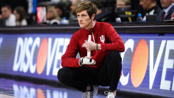 Indiana Hoosiers head coach Teri Moren looks on during the first half against the Ohio State Buckeyes.