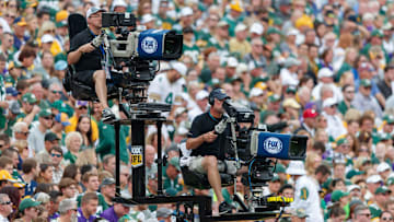 NFL on FOX TV cameras on the sideline during the game between the Minnesota Vikings and Green Bay Packers at Lambeau Field. 