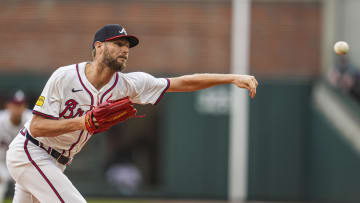 May 14, 2024; Cumberland, Georgia, USA; Atlanta Braves starting pitcher Chris Sale (51) pitches