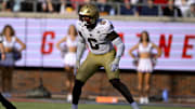 Boston College Eagles DE Donovan Ezeiruaku in action during the game between the SMU Mustangs and the Boston College Eagles.