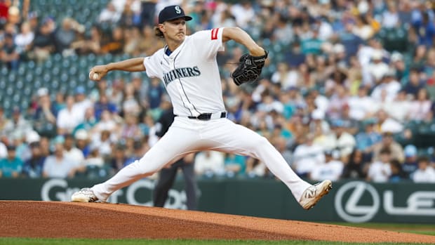 Seattle Mariners pitcher Bryce Miller throws during a game against the San Diego Padres on Aug. 25 at T-Mobile Park.