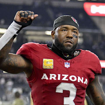 Nov 3, 2025; Arlington, Texas, USA; Arizona Cardinals safety Budda Baker (3) walks off the field after the game between the Dallas Cowboys and the Arizona Cardinals at AT&T Stadium. Mandatory Credit: Jerome Miron-Imagn Images