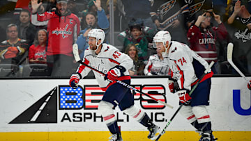 Tom Wilson, John Carlson, Washington Capitals Mandatory Credit: Gary A. Vasquez-Imagn Images