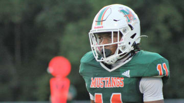 Four-star safety Drake Stubbs looks towards the sideline after making a big hit in the second quarter.