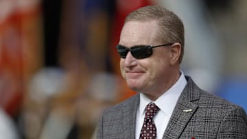 Nov 4, 2023; Pittsburgh, Pennsylvania, USA;  Florida State Seminoles Athletic Director Michael Alford in attendance as the Florida State Seminoles play the Pittsburgh Panthers at Acrisure Stadium. Mandatory Credit: Charles LeClaire-Imagn Images