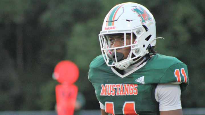 Four-star safety Drake Stubbs looks towards the sideline after making a big hit in the second quarter.