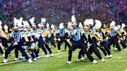 Feb 9, 2025; New Orleans, LA, USA; The Southern University marching band performs prior to Super Bowl LIX between the Philadelphia Eagles and the Kansas City Chiefs at Ceasars Superdome. Mandatory Credit: Mark J. Rebilas-Imagn Images