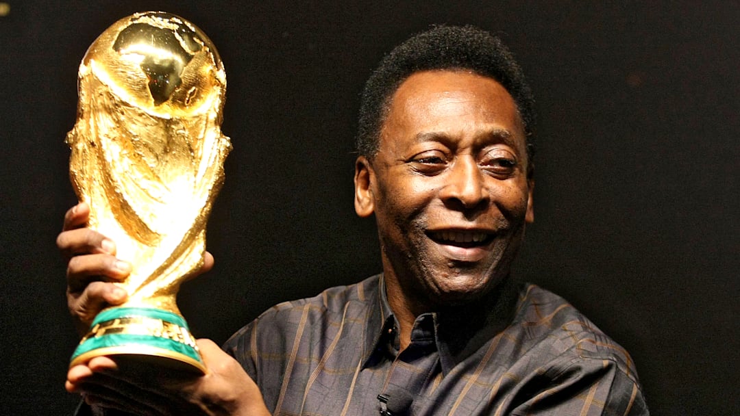 Brazilian football star Pele displays th