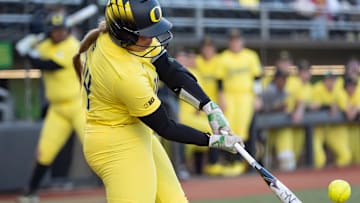  Rylee McCoy's two-out solo home run in the fourth inning gave the Ducks a 1-0 lead Friday night. Lyndsey Grein struck out eight for her 24th win as the Ducks edged No. 5 UCLA 3-1.
