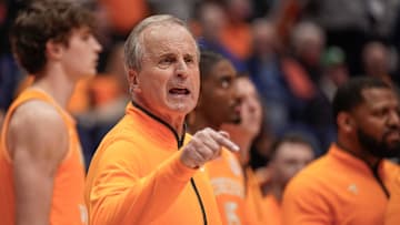 Tennessee head coach Rick Barnes yells instructions as they play Florida during the second half of the Southeastern Conference tournament championship at Bridgestone Arena in Nashville, Tenn., Sunday, March 16, 2025.