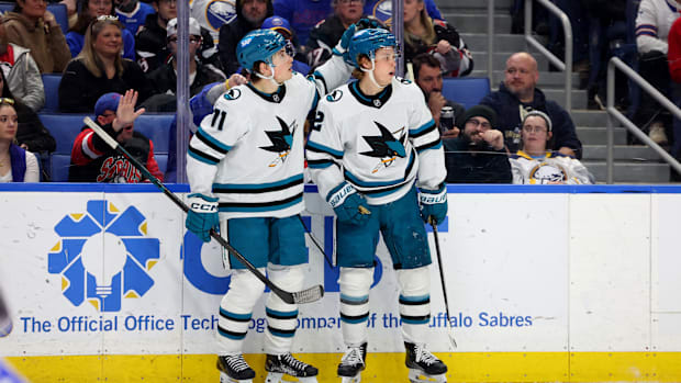 San Jose Sharks centers Macklin Celebrini and Will Smith