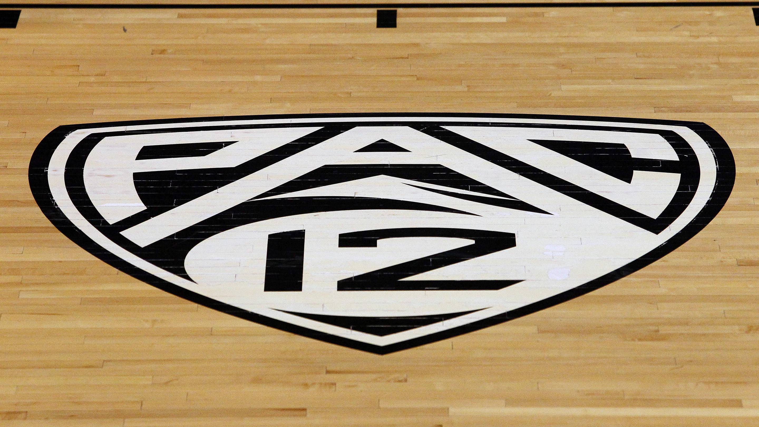 Jan 2, 2014; Boulder, CO, USA; A general view of the Pac 12 logo before the start of the game between the Oregon State Beavers and the Colorado Buffaloes at Coors Events Center. Mandatory Credit: Isaiah J. Downing-Imagn Images