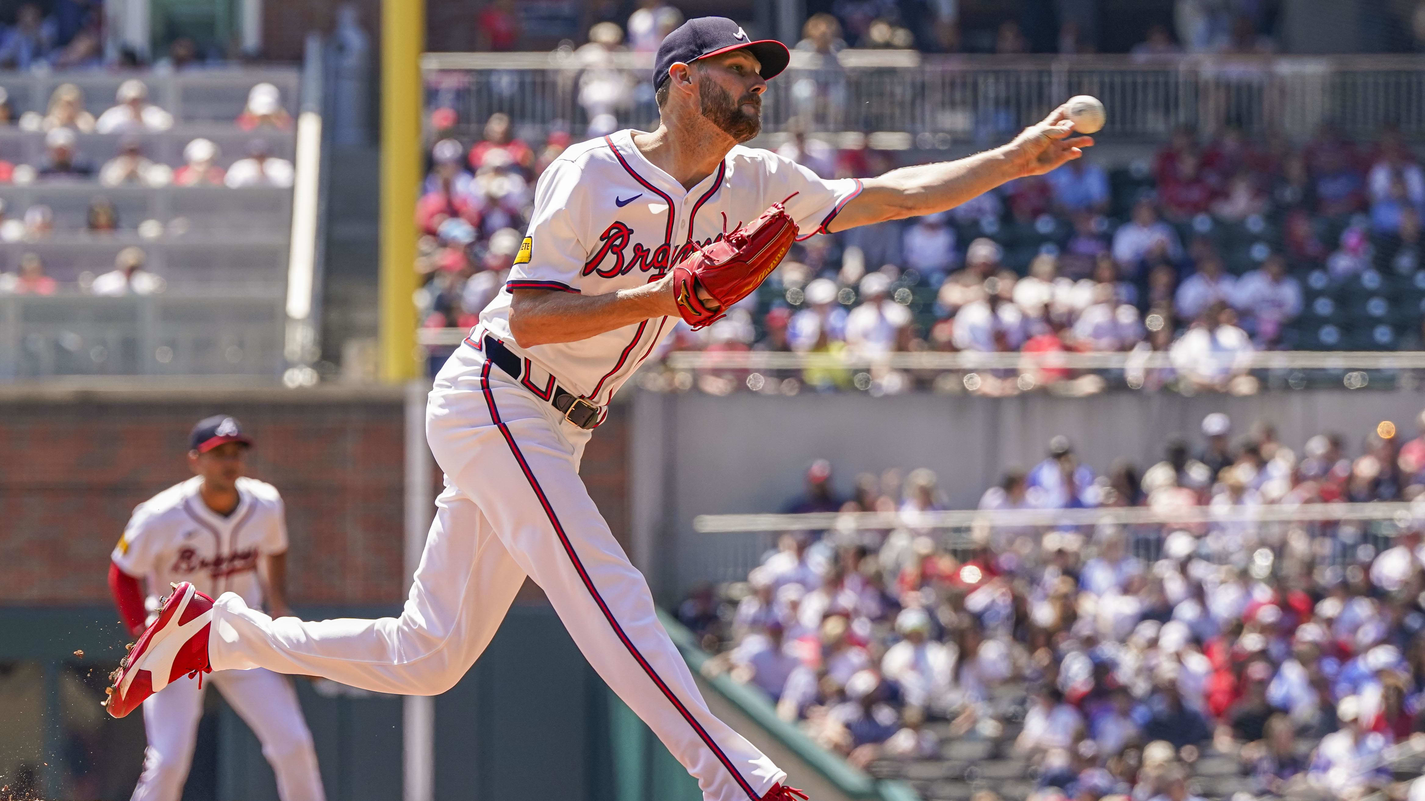 Apr 7, 2024; Cumberland, Georgia, USA; Atlanta Braves starting pitcher Chris Sale (51) pitches
