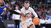 Purdue Boilermakers guard Braden Smith (3) drives against McNeese State Cowboys forward Bryant Selebangue (9) 