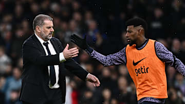 Ange and Emerson embrace during the win over Brighton last autumn - Tottenham Hotspur v Brighton & Hove Albion - Premier League