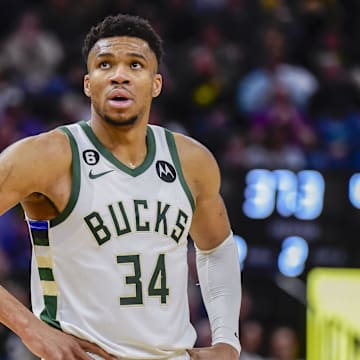 Milwaukee Bucks forward Giannis Antetokounmpo (34) against the Utah Jazz at Vivint Arena. 