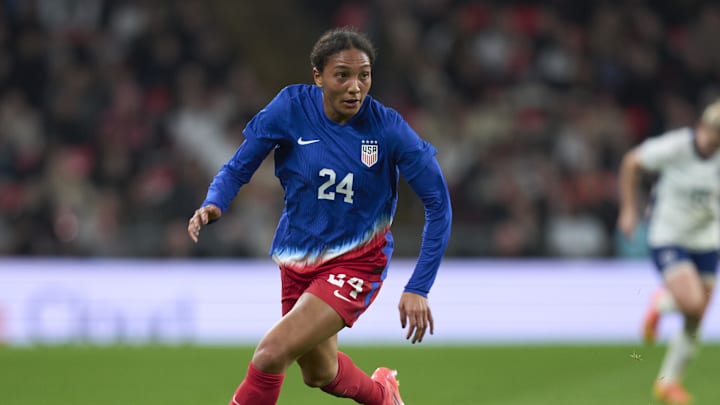 Yazmeen Ryan was a standout for the USA in the international friendly at Wembley Stadium against England. Yazmeen Ryan was a standout for the USA in the international friendly at Wembley Stadium against England.
