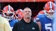 Nov 16, 2024; Gainesville, Florida, USA; Florida Gators head coach Billy Napier prior to the game against the LSU Tigers at Ben Hill Griffin Stadium. Mandatory Credit: Kim Klement Neitzel-Imagn Images